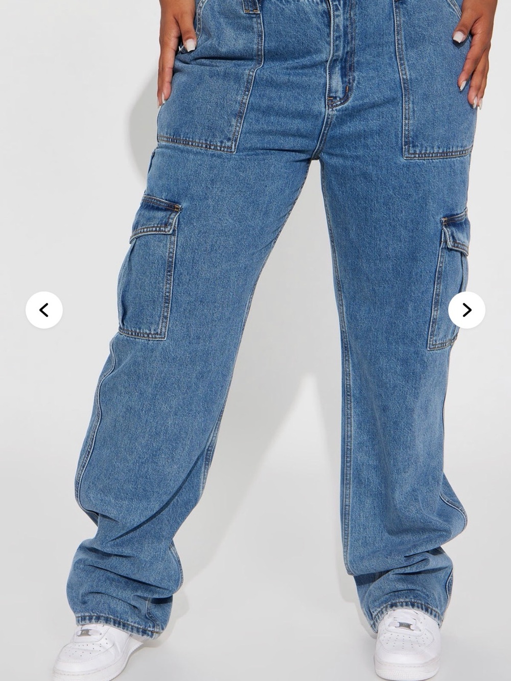 Blue Wide Leg Cargo Jeans